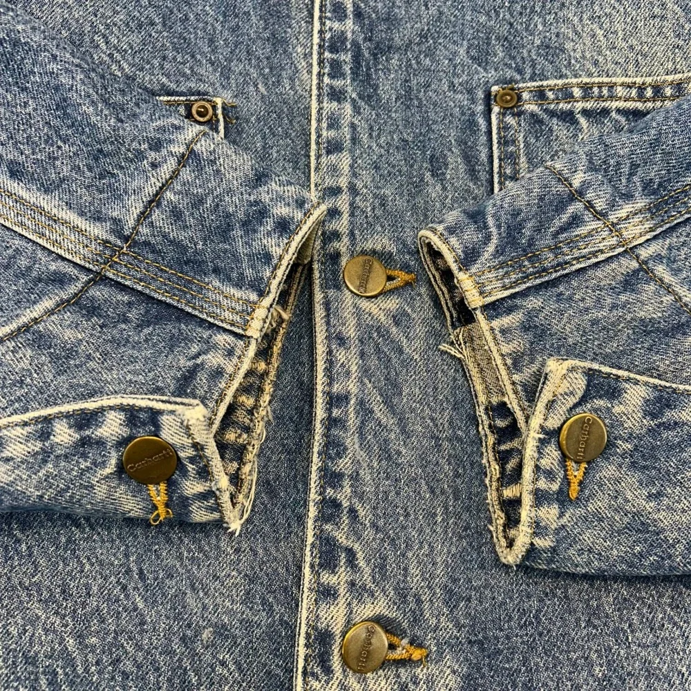 Vintage Carhartt Denim Chore Coat Mens XL C59 DST Blanket Lined Jacket USA Made